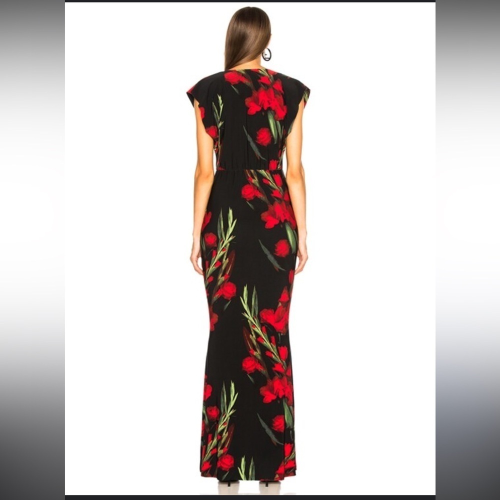 Norma Kamali V Neck Rectangle Dress in Blooming Roses - Picture 2 of 5